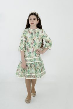שמלת קלוש פרחוני ירוק