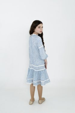 ⁦שמלת קלוש פרחוני תכלת⁩ – תמונה ⁦3⁩