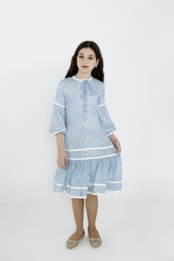 שמלת קלוש פרחוני תכלת