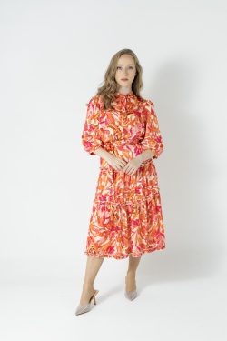 שמלת קומות פרחוני כתום