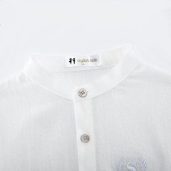 ⁦חולצת דמוי פשתן שרוול קצר⁩ – תמונה ⁦3⁩