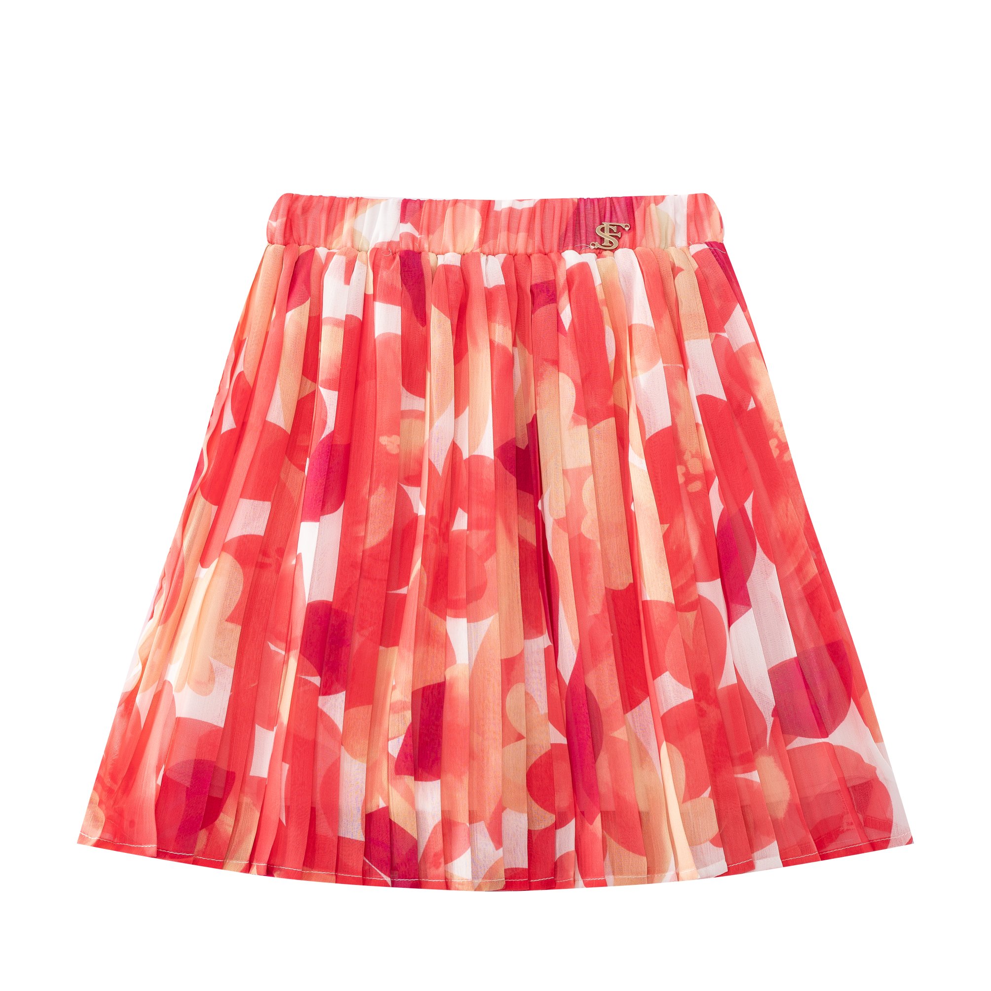 2.2607664 חצאית פרחונית כתום פוקסיה – תמונה 1